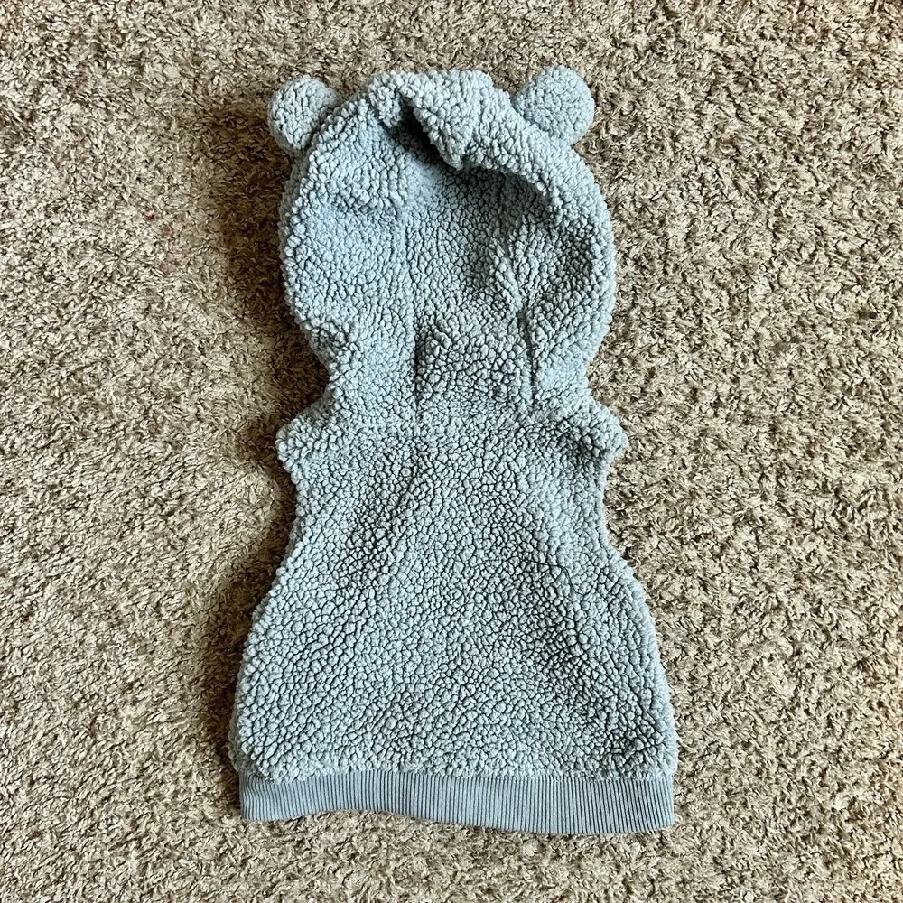 Carter's‎ I Baby Bear Hoodie Vest Bodysuit Set I Size 6M I Blue Gray Striped